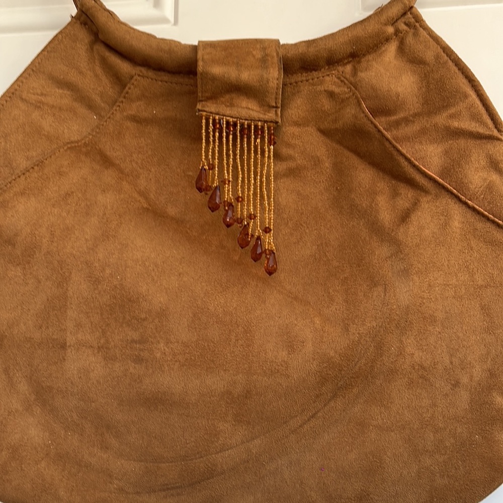 Glow by JLO Tan Bag with Beads on Snap Closure